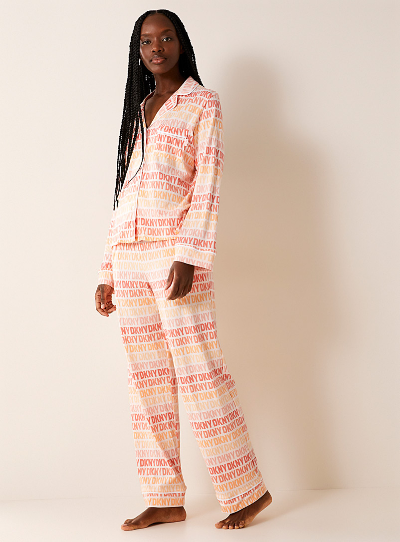 DKNY: L'ensemble pyjama logos colorés Orange corail pour femme