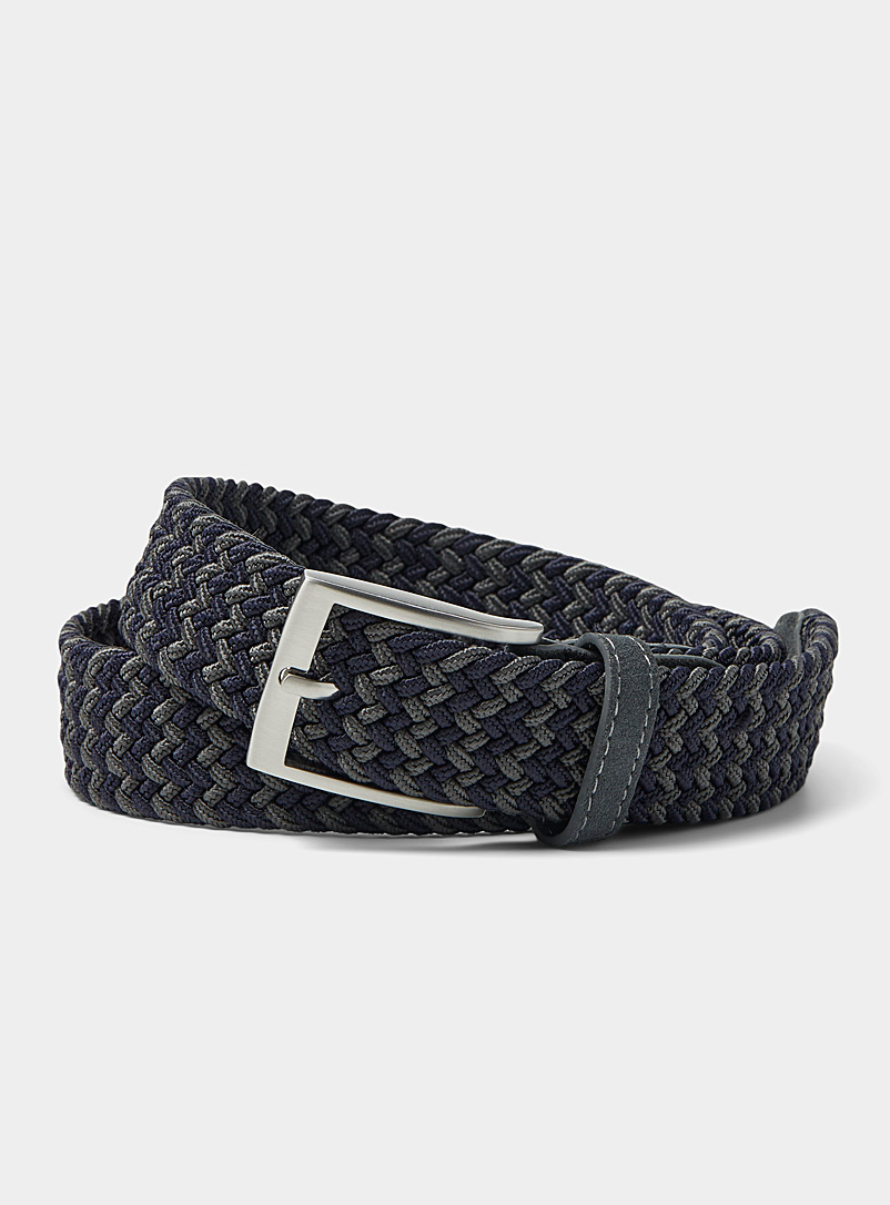 Le 31 Black Two-tone braided belt for men