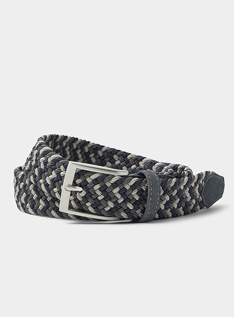 Le 31 Grey Two-tone braided belt for men