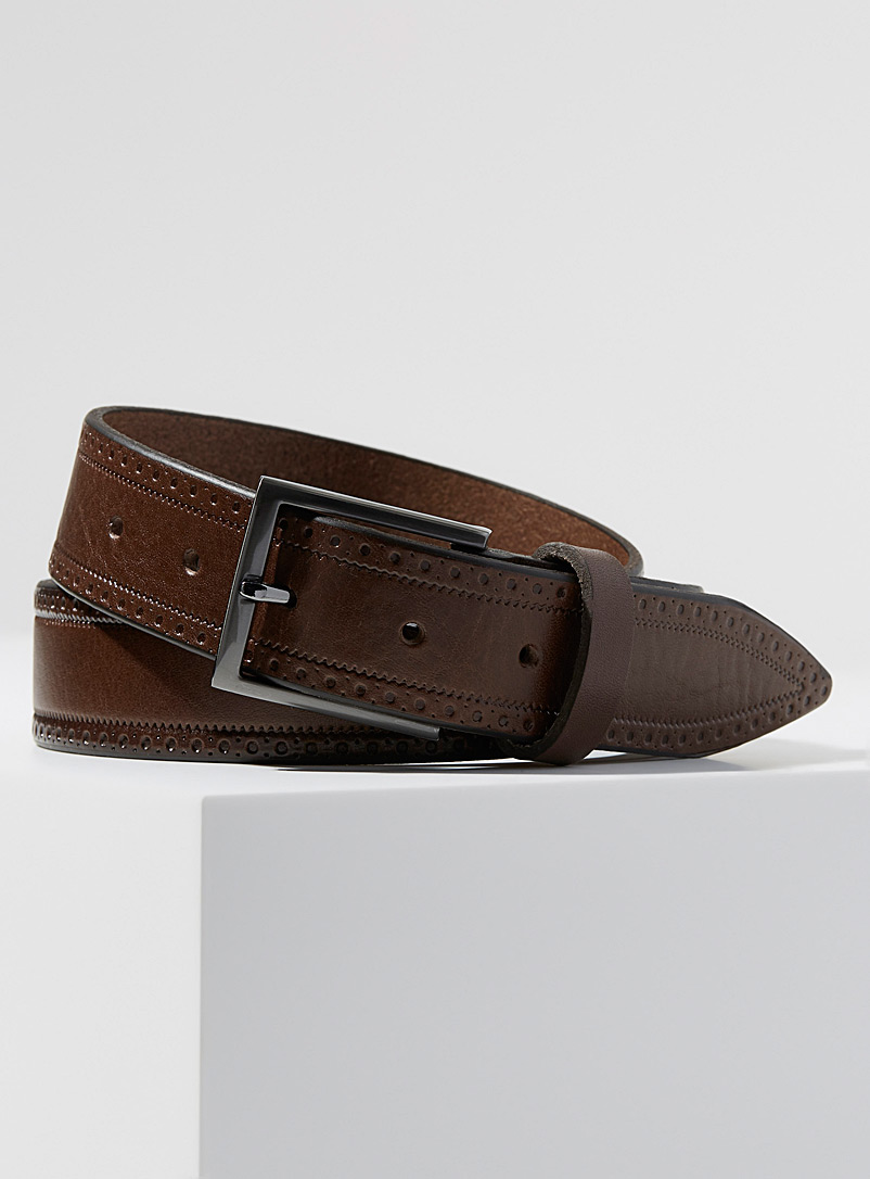 Le 31 Brown Western leather belt for men
