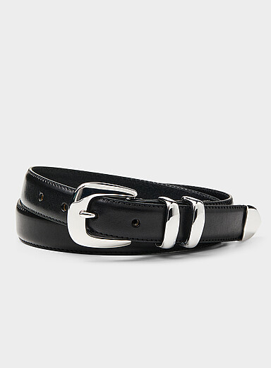 La ceinture cuir finition argent&eacute;e