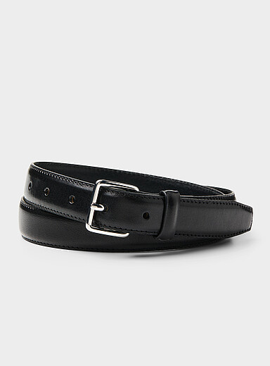 La fine ceinture cuir boucle carr&eacute;e argent&eacute;e