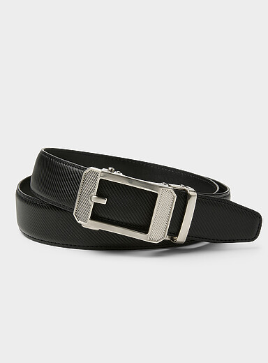 Le 31: La ceinture automatique boucle textur&eacute;e Noir pour homme