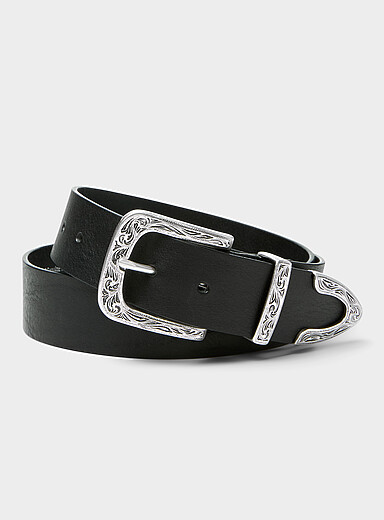 Western engraved-buckle belt