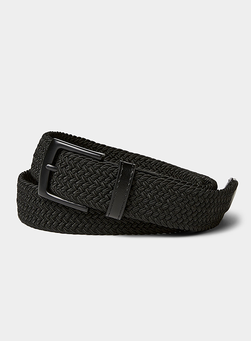 Le 31 Black All black braided belt for men
