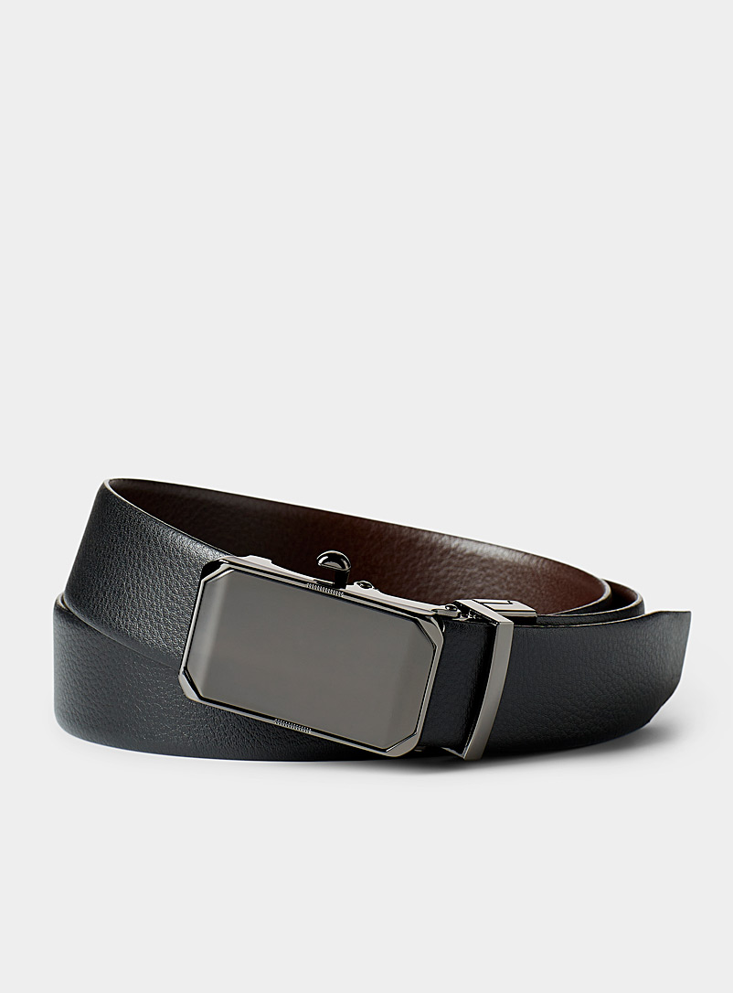 Le 31 Black Reversible leather strap belt for men