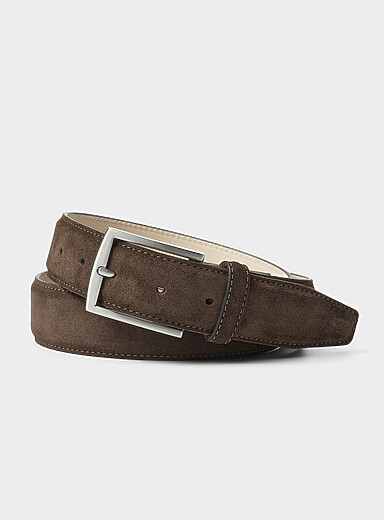 Topstitched suede belt Made in Canada