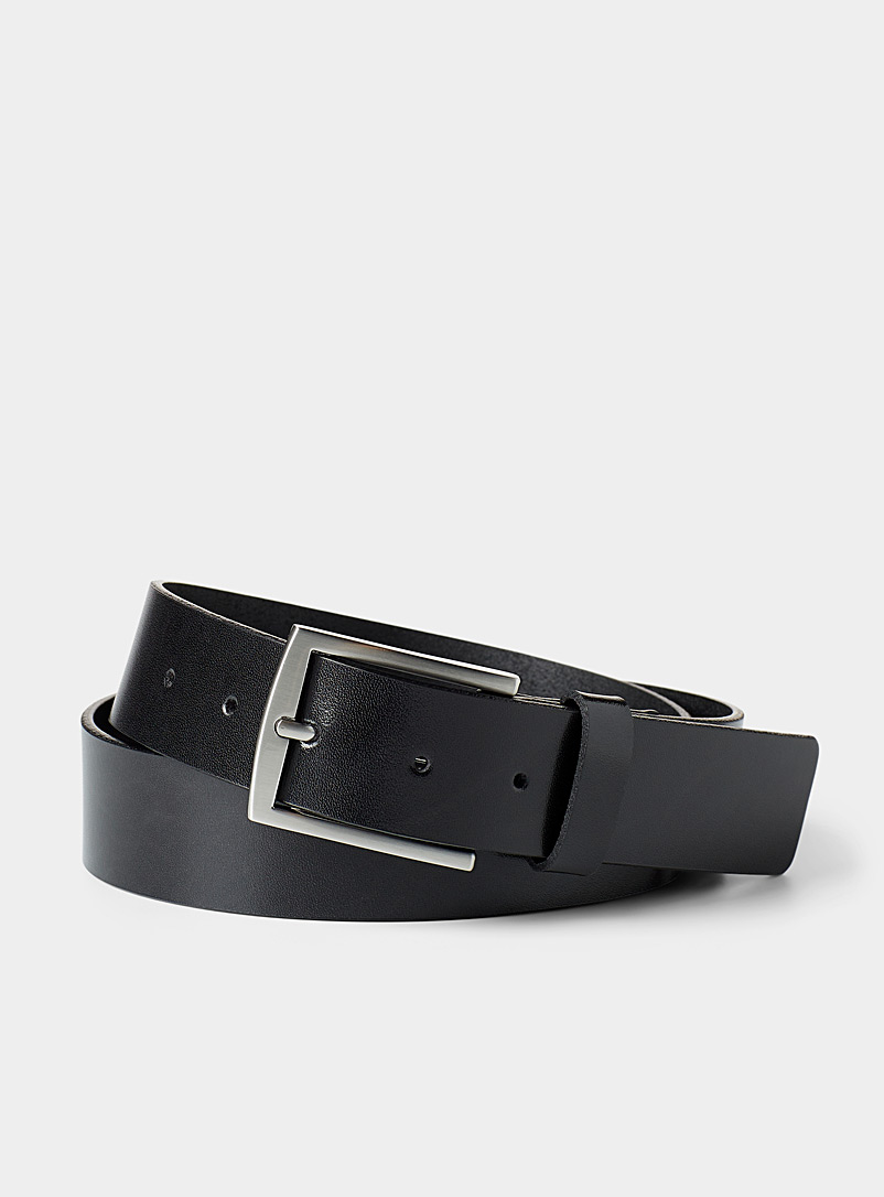 Le 31 Black Minimalist Italian leather belt for men
