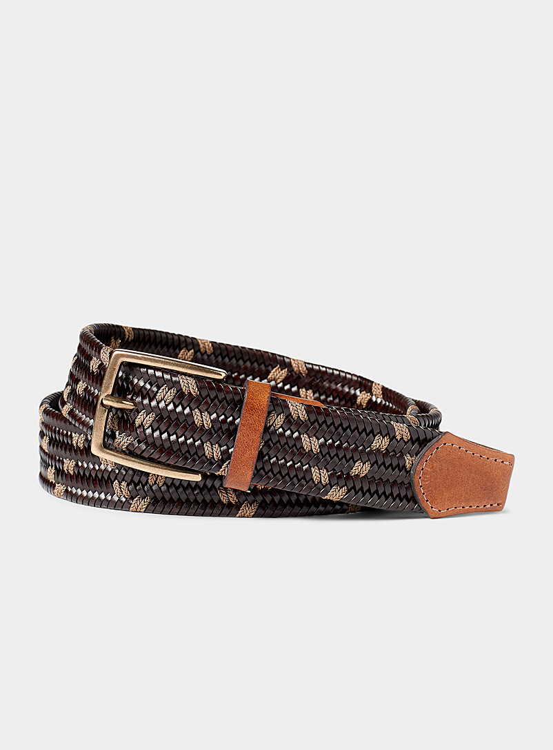Le 31 Brown Cord insert braided belt for men