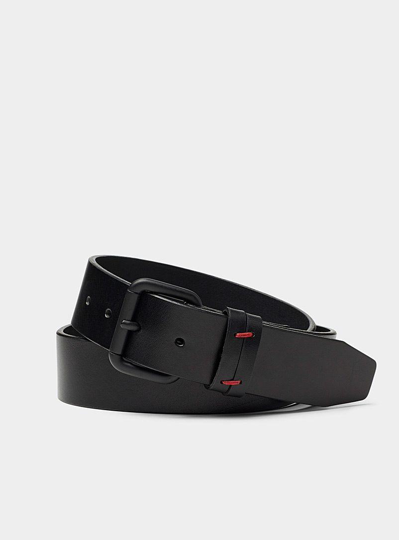 Le 31 Black Red seam Italian leather belt for men