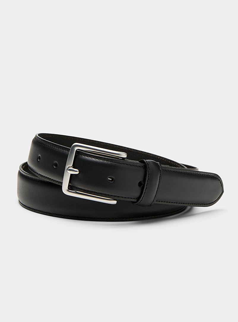 Le 31 Black Square-buckle Italian leather belt Made in Canada for men
