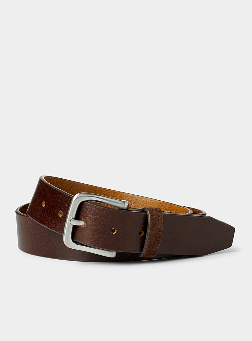 Le 31 Brown Suede loop Italian leather belt for men