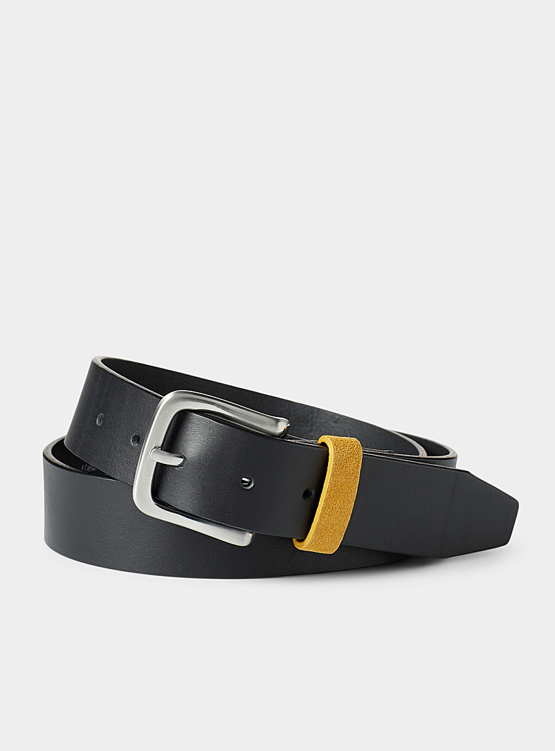 Le 31 Golden Yellow Suede loop Italian leather belt for men