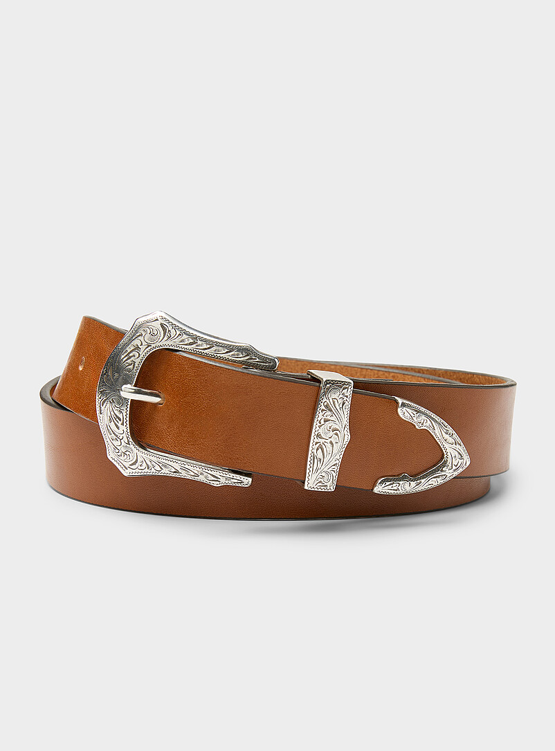 Patterned-Buckle Western Belt