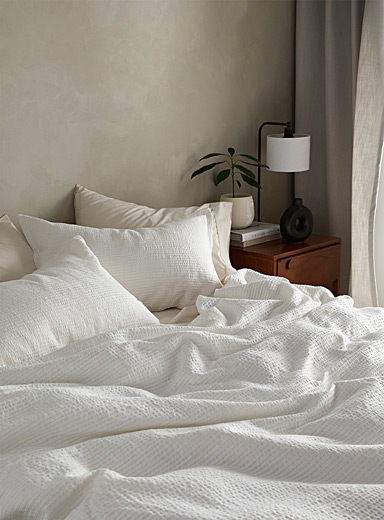 Soothing Texture Duvet Cover Set, White Textured King Size Duvet Cover