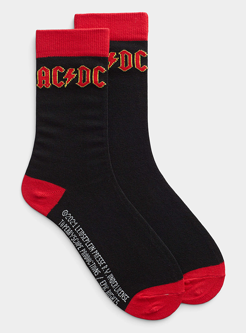 Le 31 Patterned Black AC/DC socks for men