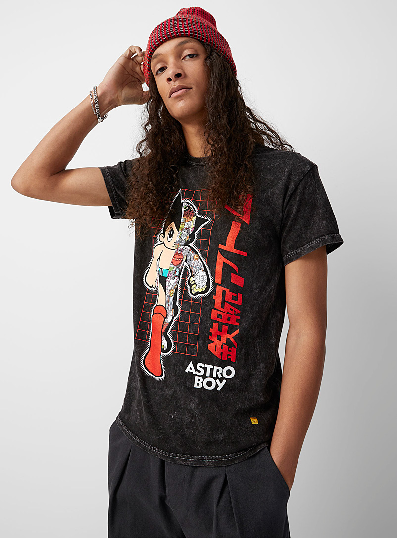Djab: Le t-shirt délavé Astro Boy Noir pour homme