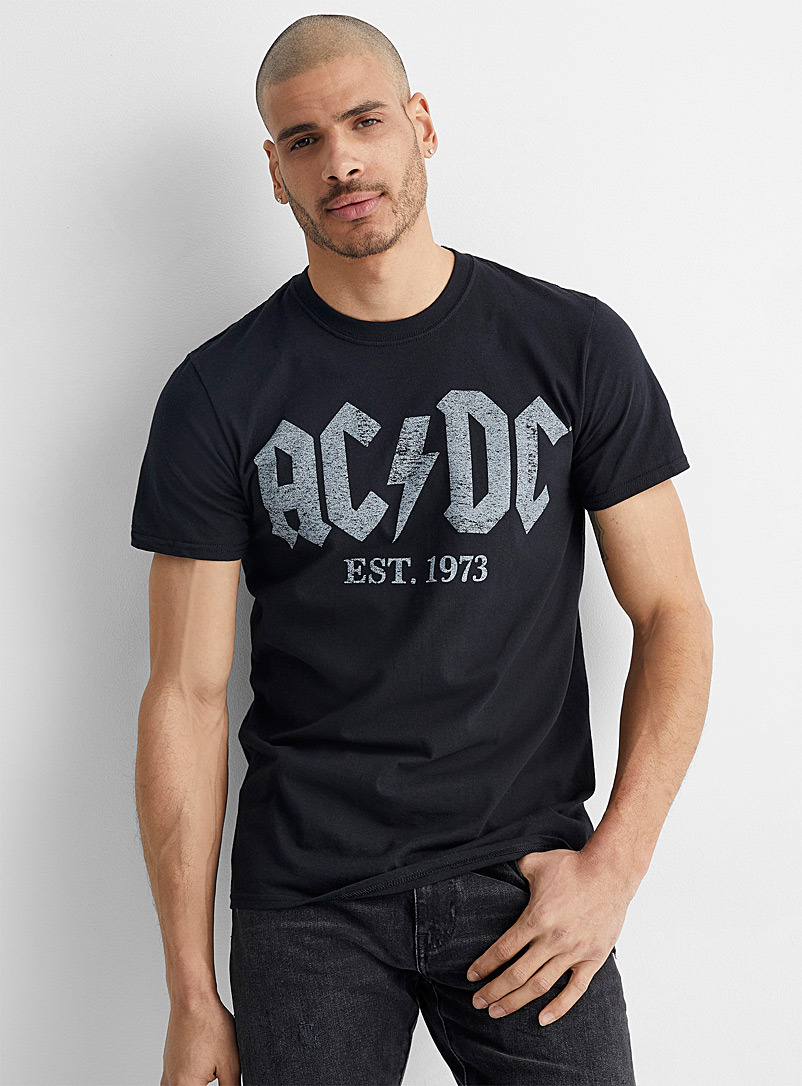 Le 31 Black Vintage AC/DC T-shirt for men