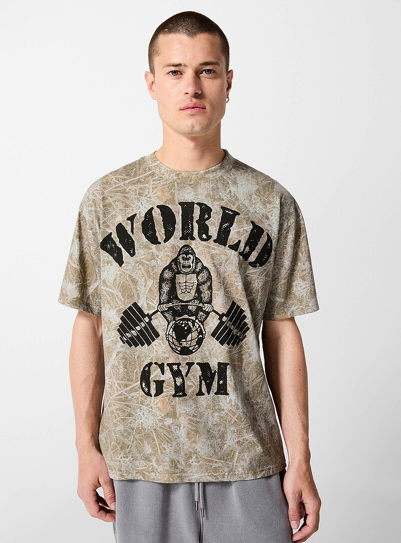 World Gym® camo boxy T-shirt product image (primary)