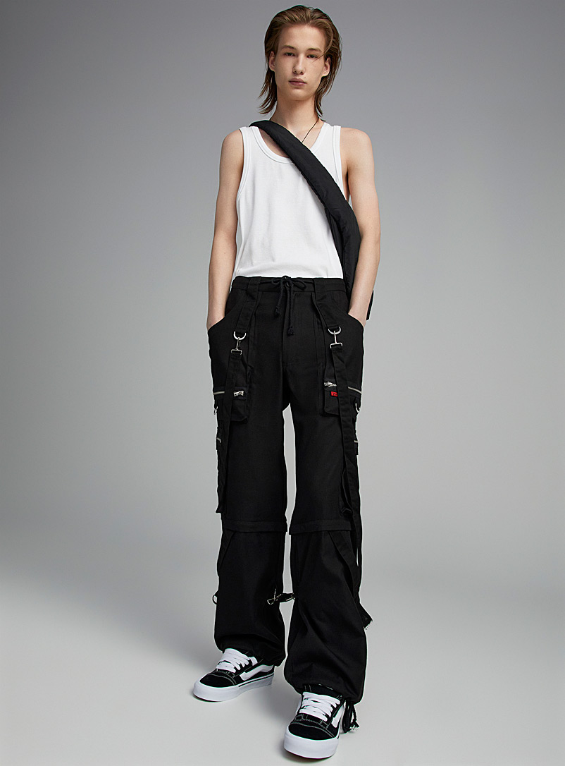 Twill Baggy Cargo Pocket Pants in Washed Black