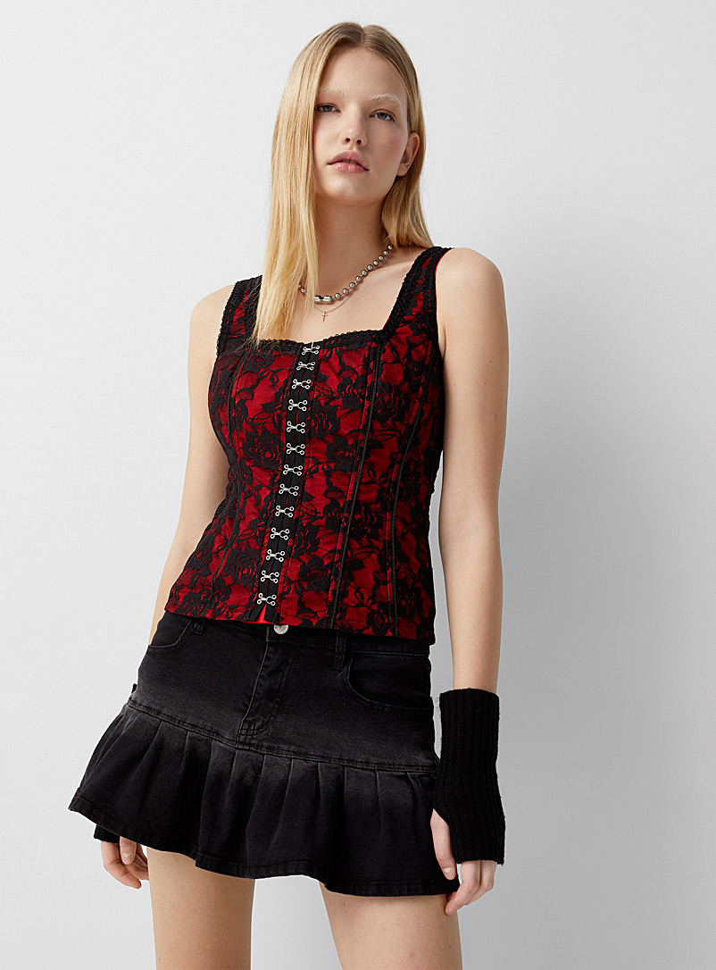 Tripp NYC: Le corset dentelle rouge et noire Rouge pour femme