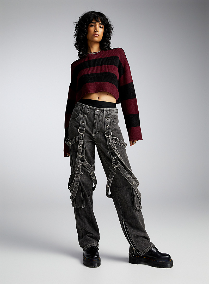 Tripp NYC: Le jean cargo harnais Noir pour femme