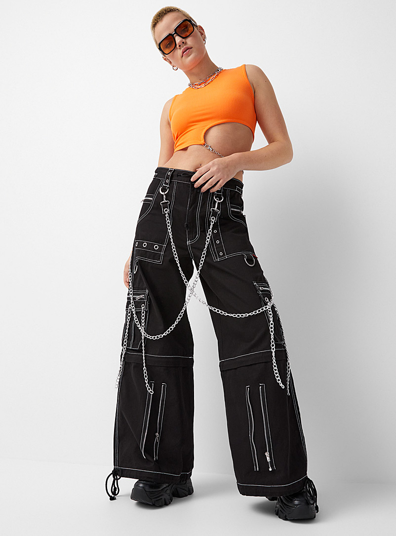 Tripp NYC: Le jean taille basse chaines et oeillets Noir pour femme
