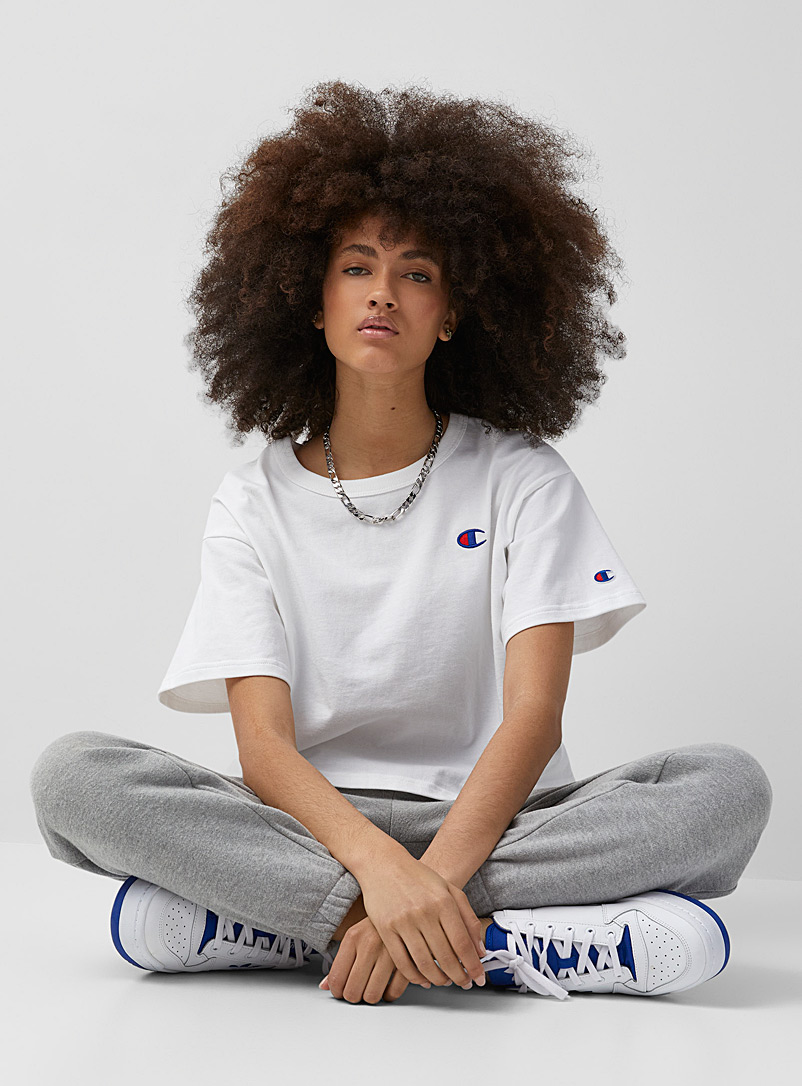 Champion White Oversized embroidered logo T-shirt for women
