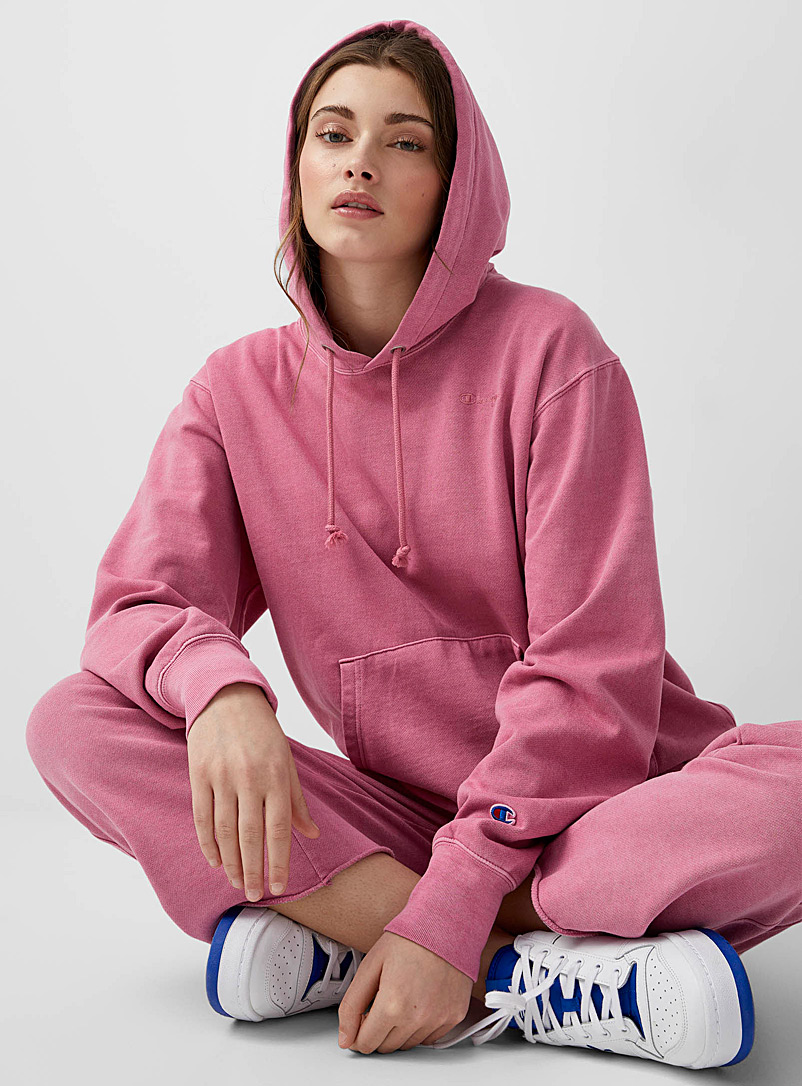 Champion Dusky Pink Oversize faded embroidered hoodie for women