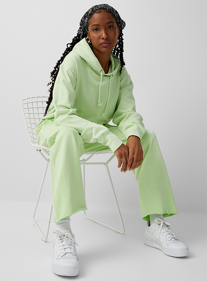 Champion Lime Green Cut-hem faded fleece straight-leg pant for women