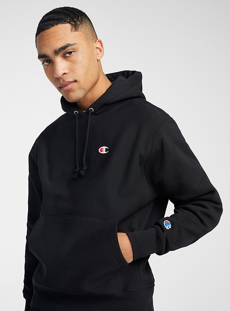 Champion Black C logo Reverse Weave hoodie for men
