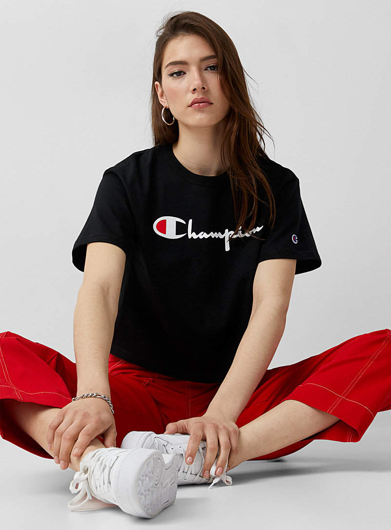 Champion: Le t-shirt court ample à logo Noir pour femme