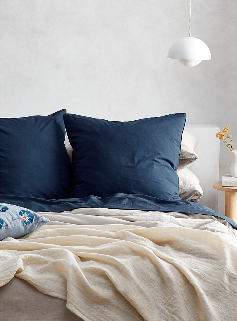 Simons Maison Marine Blue Percale plus 200-thread-count euro pillow shams Set of 2