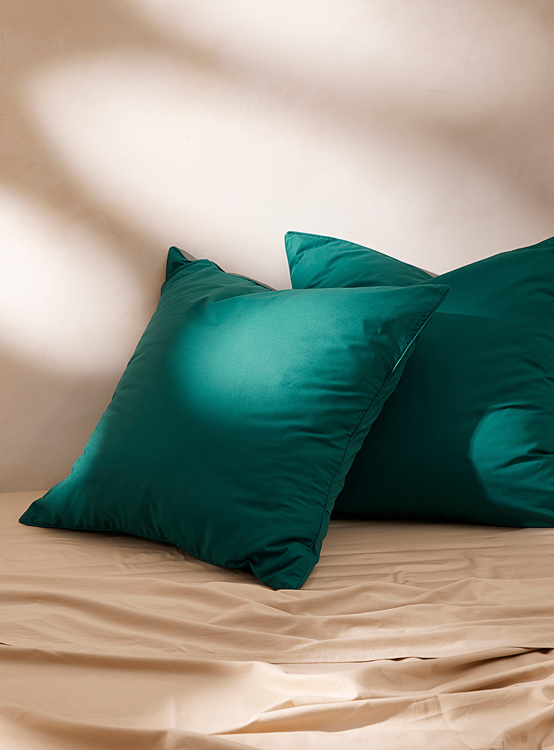 Simons Maison: Les couvre-oreillers euro percale plus 200 fils au pouce Ensemble de 2 Sarcelle-turquoise-aqua