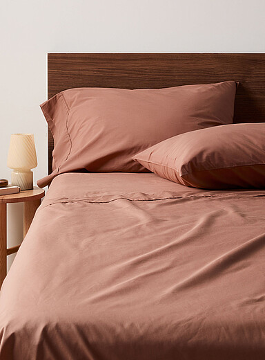 Simons Maison: Le drap percale plus uni Pour matelas jusqu'&agrave; 15 po 200 fils au pouce Saumon fonc&eacute;
