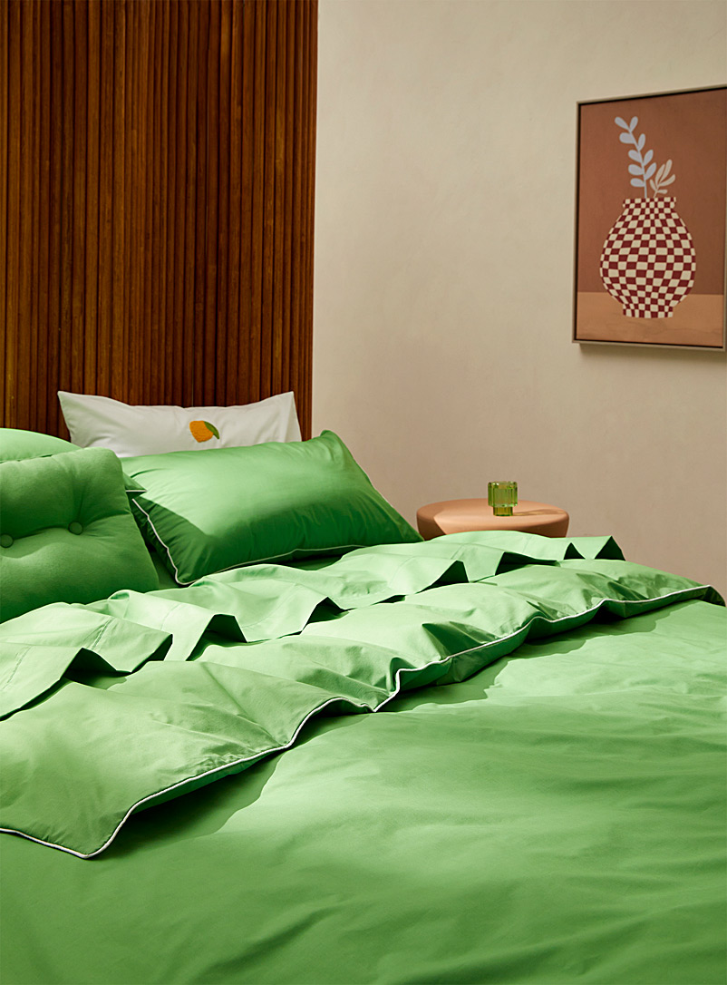 Simons Maison Pine/Bottle Green Contrasting piping colourful duvet cover set