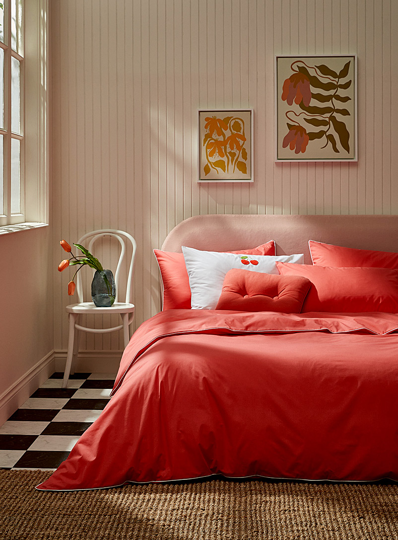 Simons Maison Coral Orange Contrasting piping colourful duvet cover set
