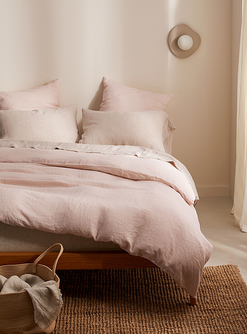 Simons Maison Pink Solid washed linen duvet cover