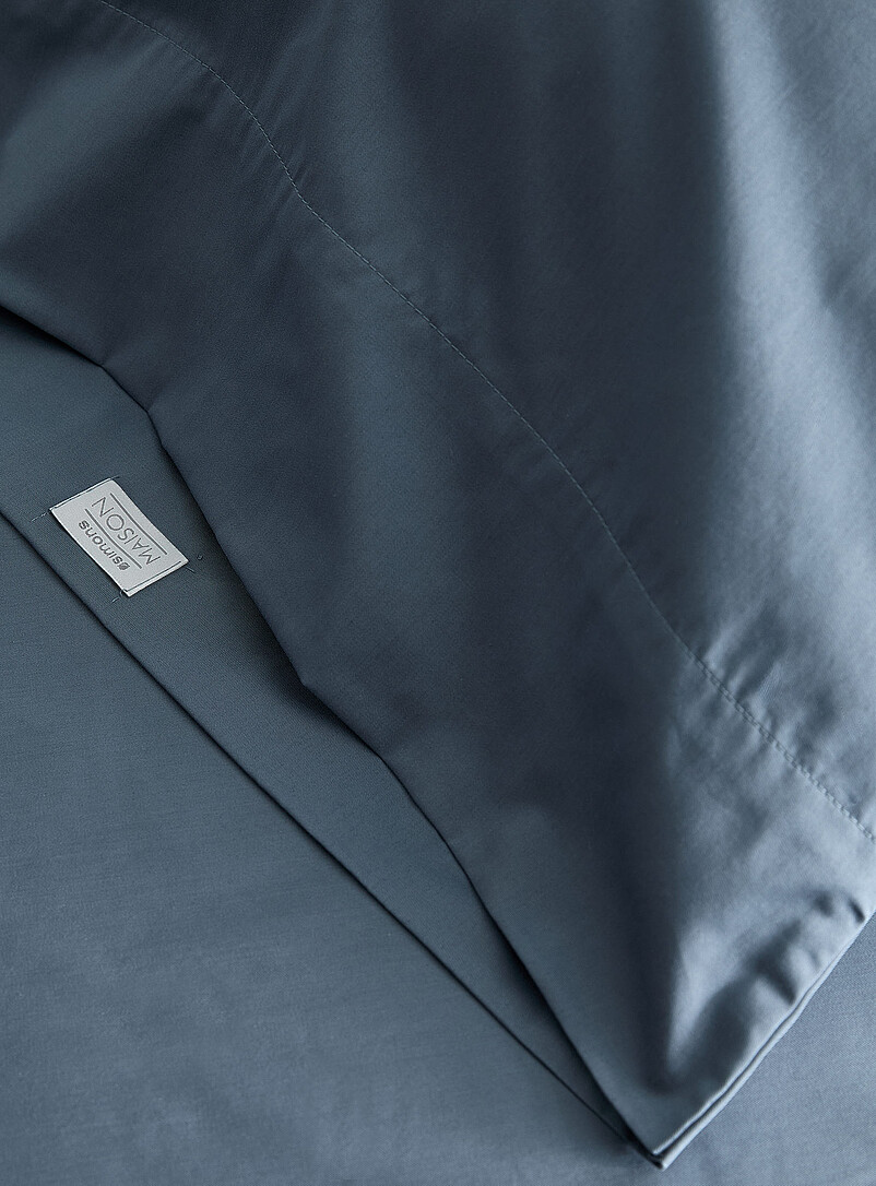 Simons Maison Slate Blue Bamboo rayon and organic cotton pillowcases Set of 2 300-thread-count