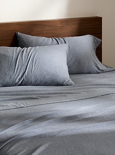 Simons Maison Blue Pure organic cotton jersey sheet Fits mattresses up to 16 in