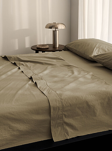 Simons Maison: Le drap pur coton biologique uni 300 fils au pouce Pour matelas jusqu'&agrave; 16 po Vert sauge
