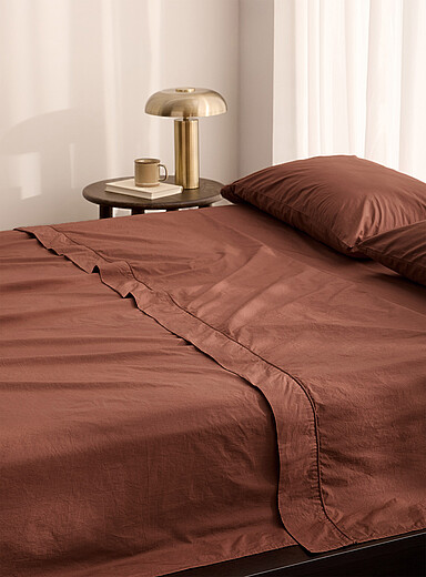 Simons Maison: Le drap pur coton biologique uni 300 fils au pouce Pour matelas jusqu'&agrave; 16 po Rose