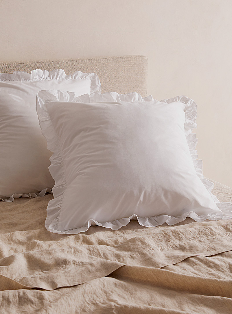 Simons Maison White Ruffled percale plus Euro pillow shams Set of 2