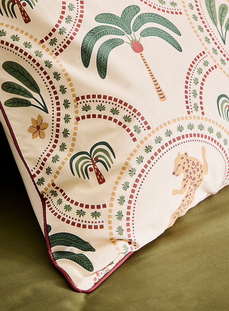 Simons Maison Assorted Palm trees and jaguars print pillowcase
