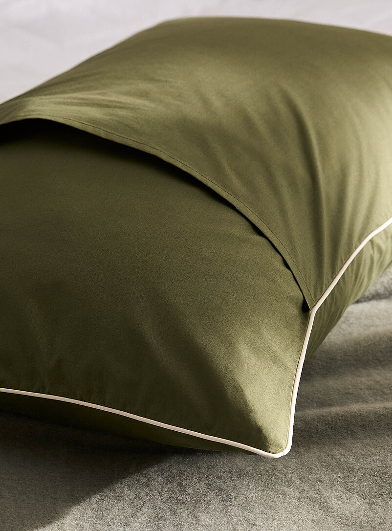 Simons Maison Mossy Green Embroidered &Agrave; demain matin pillowcase