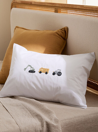 Embroidered trucks children's pillowcase