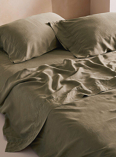 L'ensemble draps lyocell d&eacute;lav&eacute; Pour matelas jusqu'&agrave; 16 po
