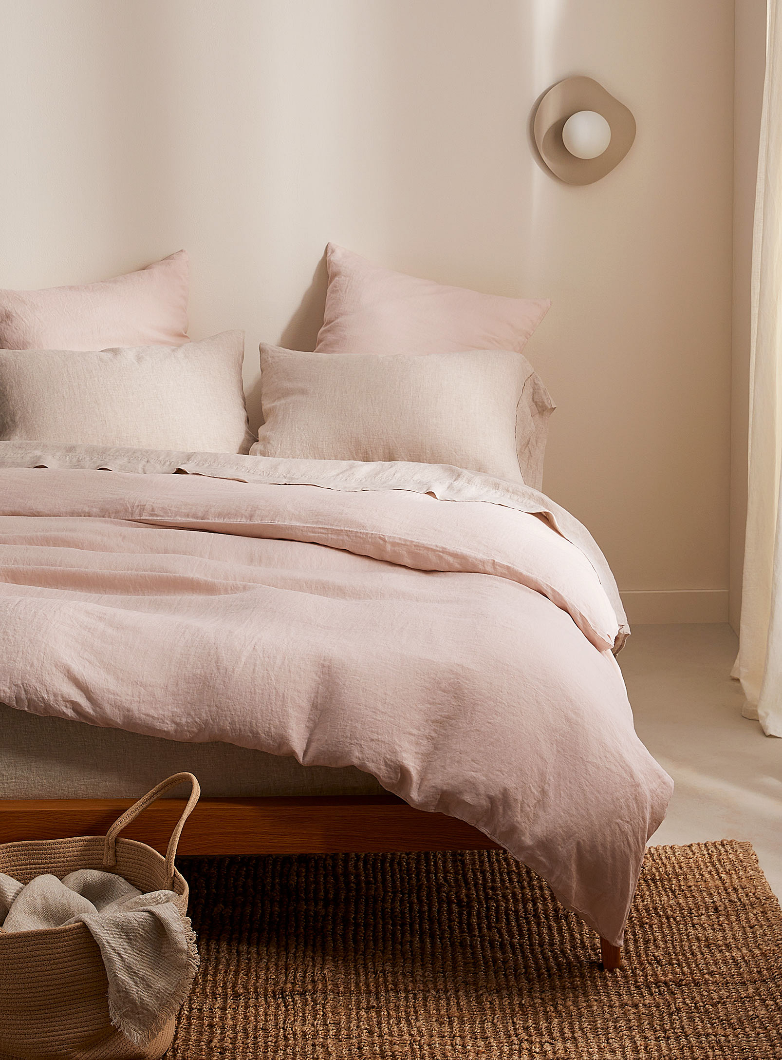 Simons Maison Solid Washed Linen Duvet Cover In Pink