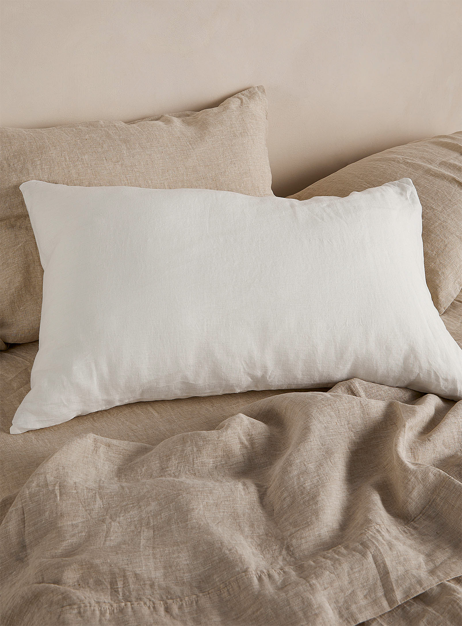 Simons Maison Solid Washed Linen Pillow Sham In White