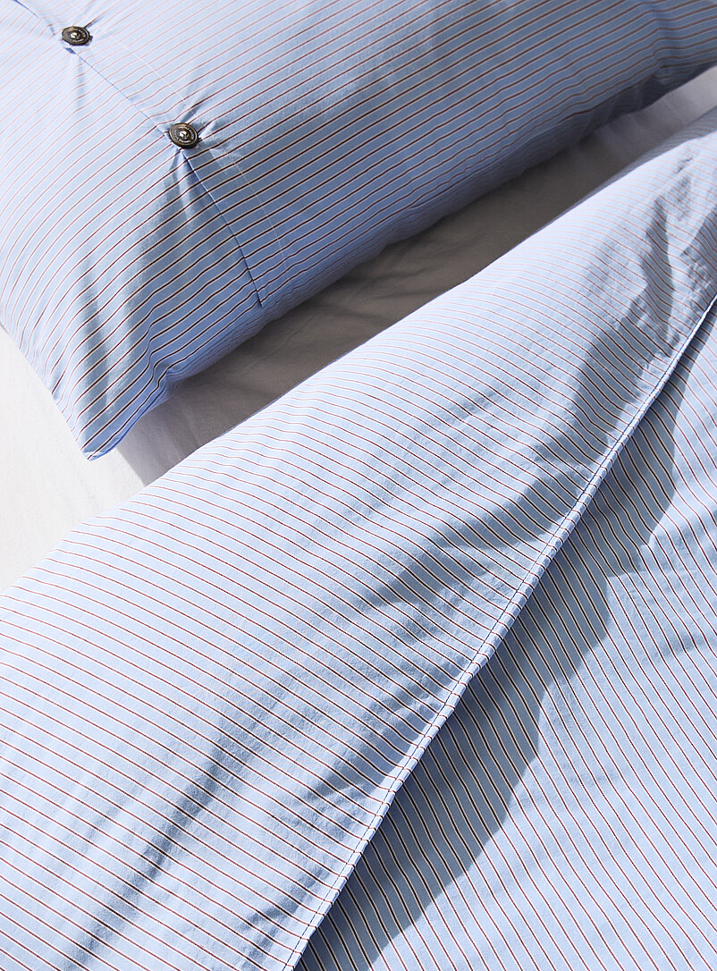 Pinstriped organic cotton duvet cover set product image 2